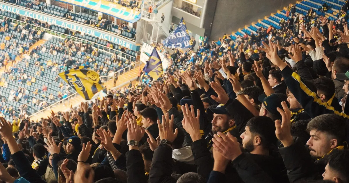 Aficionados observando un partido de fútbol en el estadio